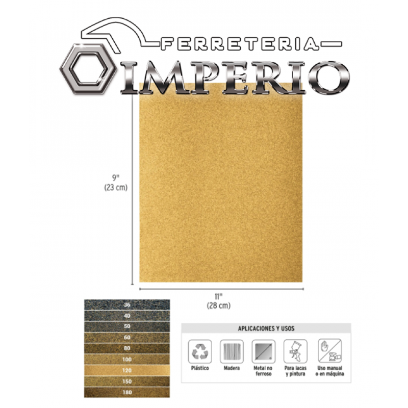 11609 / LIMA-60 TRUPER Lija para madera papel cabinet, grano 60, Truper