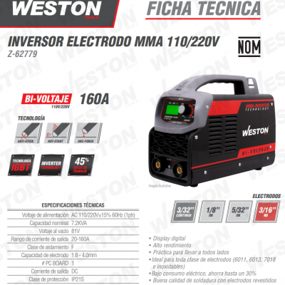 INVERSOR ELECTRODO MMA/110/220V Z-62779