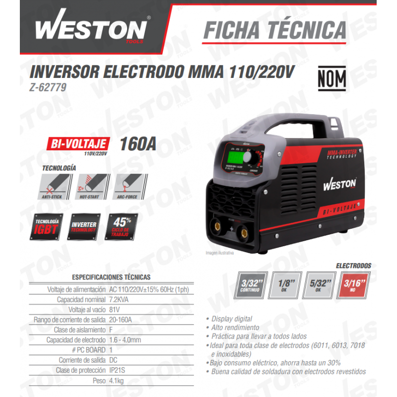 INVERSOR ELECTRODO MMA/110/220V Z-62779